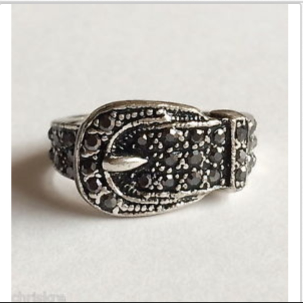 Silver Belt Buckle Ring Cowgirl Size 6 7 8 9 Crystal Cowgirl Country Western